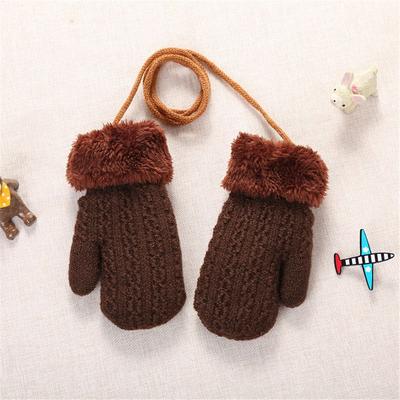 Winter Weiche Nacken-Hänge-Dicke Warme Kinderhandschuhe Niedliche Cartoon-Strickfäustlinge Für 1-4 Jahre