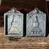 Wutai Mountain Tibetan Thangka Gau Box Pendant - Copper, Gold, Silver, Gemstones, Big White Pagoda Design