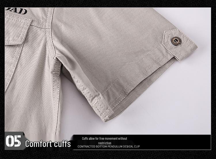 Summer 2026 Men's Military Style Loose Casual Cotton Short Sleeve Shirt