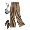 Women's High-Waisted Cotton-Linen Wide-Leg Pants - 2024 Summer Slimming, Versatile, Loose, Straight-Leg Design