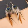 Boho Long Tassel Feather Earrings Hanging Peacock Tassel Earrings  Bride