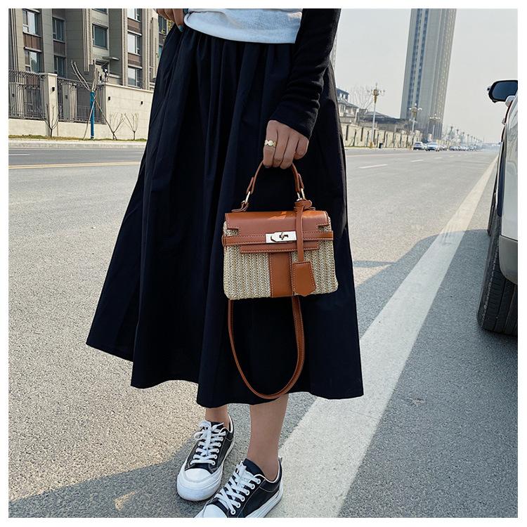 Popular summer straw bag women's new trendy shoulder crossbody fashion Kelly bag
