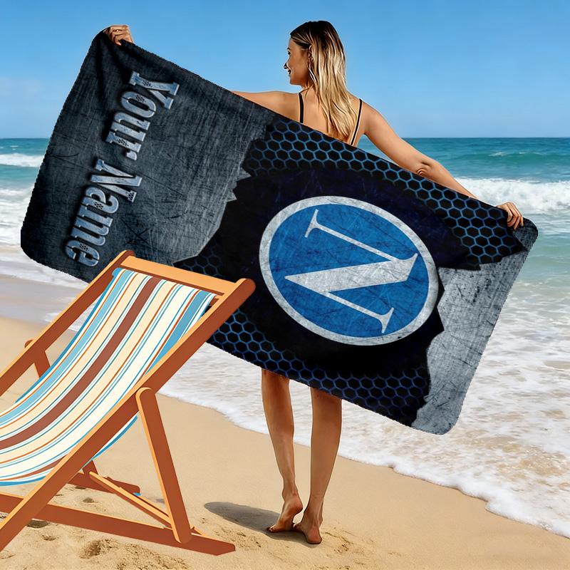 Name Custom SSC Napoli Logo Print Beach Towel, Large Soft Quick Dry Towel for Beach Camping Swimming