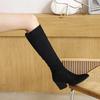 Women's High-heeled Boots Autumn and Winter New Simple Temperament Thick Heel Large Size Suede Medium Boots