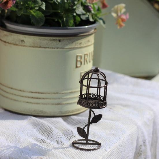 Yousheng Miniature Birdcage Ornaments, Decorative Mini Birdcage Figurine, Cute Garden Succulents Pot Decor Tea Banquet
