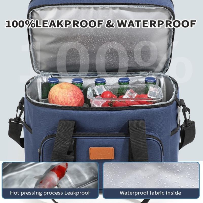 Odolná vodotěsná pikniková termo taška na kempování, plážové výlety, nastavitelný popruh, prostorný chladicí úložný prostor