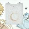 Mystic Moon Phase Celestial Gold Crescent Moon Tee Witchcore Spiritual Graphic TShirt for Women Y2K Top Daily Trendy Streetwear