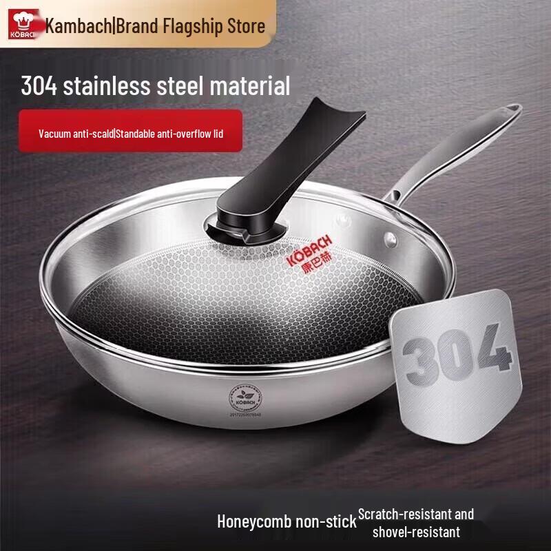 KBH Honeycomb 304 Stainless Steel Non-stick Wok