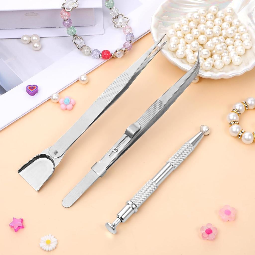 3 PCS Cake Decorating Tools Set, 4 Claws Pearl Grabber Claw Pen Piercing Ball Bead Holder Stainless Steel Cake Tweezer Alloy Sprinkles Tool Set for