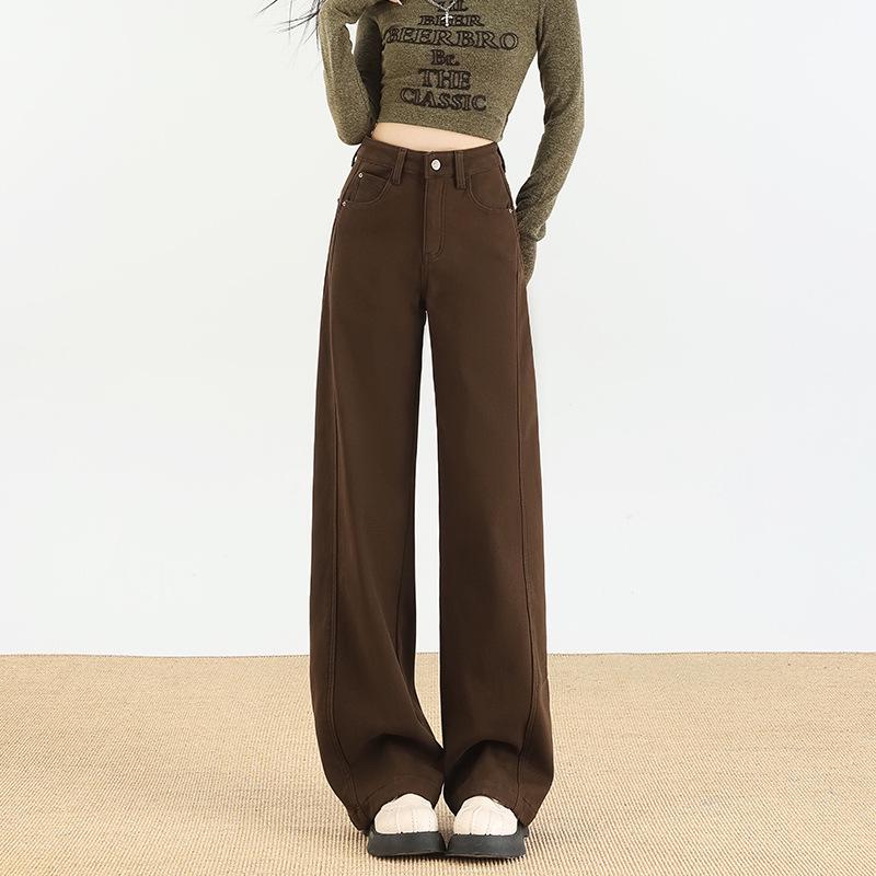 

Women s Slim Fit Coffee Fleece-Lined Denim Pants - Straight Leg, Stretchy, Flattering for Petite, Autumn/Winter Style. XS for 80-90 lbs