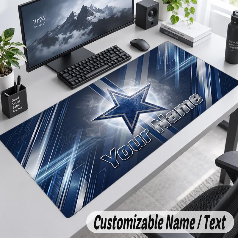 Custom Name Text Mouse Pad Dallas Cowboys Personalized Desk Pad For Work And Gaming