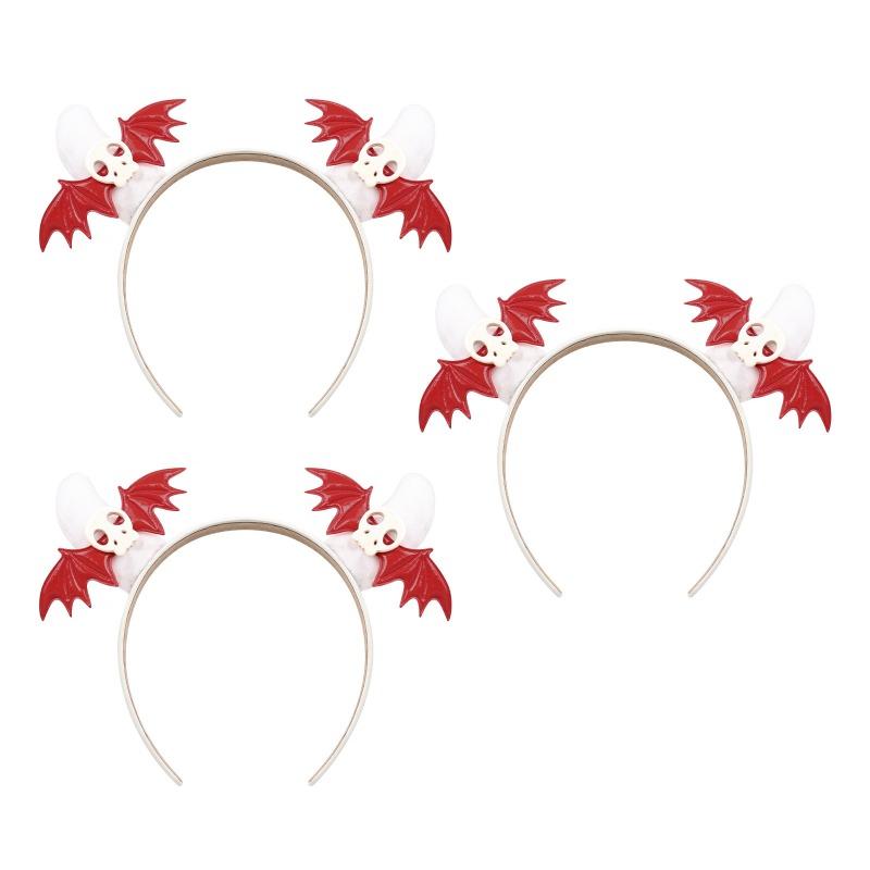 3pcs/set Halloween Devil Horns Headband with Bats - Funny Plastic Hair Accessories for Party Costume Unisex Headpiece