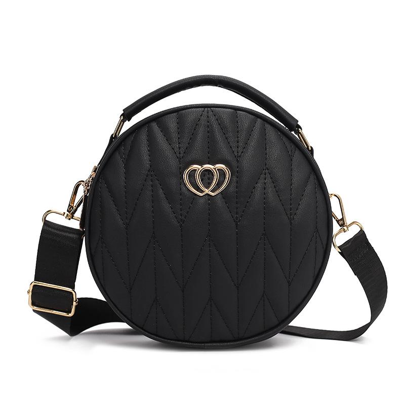 Large Capacity Three Layer Zipper Shoulder Bag New Fashionable Simple Square Diamond Embroidered Thread Solid Color Shoulder Bag