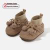 2025 Winter Plush Cotton Baby Girl Shoes with Velvet Bowknot, Soft Sole, and Fur - Cute Korean Style Toddler Footwear