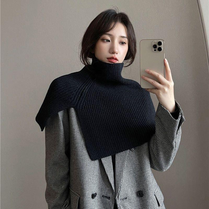 Pullover Scarf Knitted Shawl Winter Scarf False Collar Coat Bib Warm Scarf Turtleneck Slit Jumper Shawl Clothes Accessories