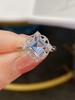 New Geometric Ring Temperament Aquamarine Jewelry  Copper Non-fading Wedding Party Birthday Gift Jewellery