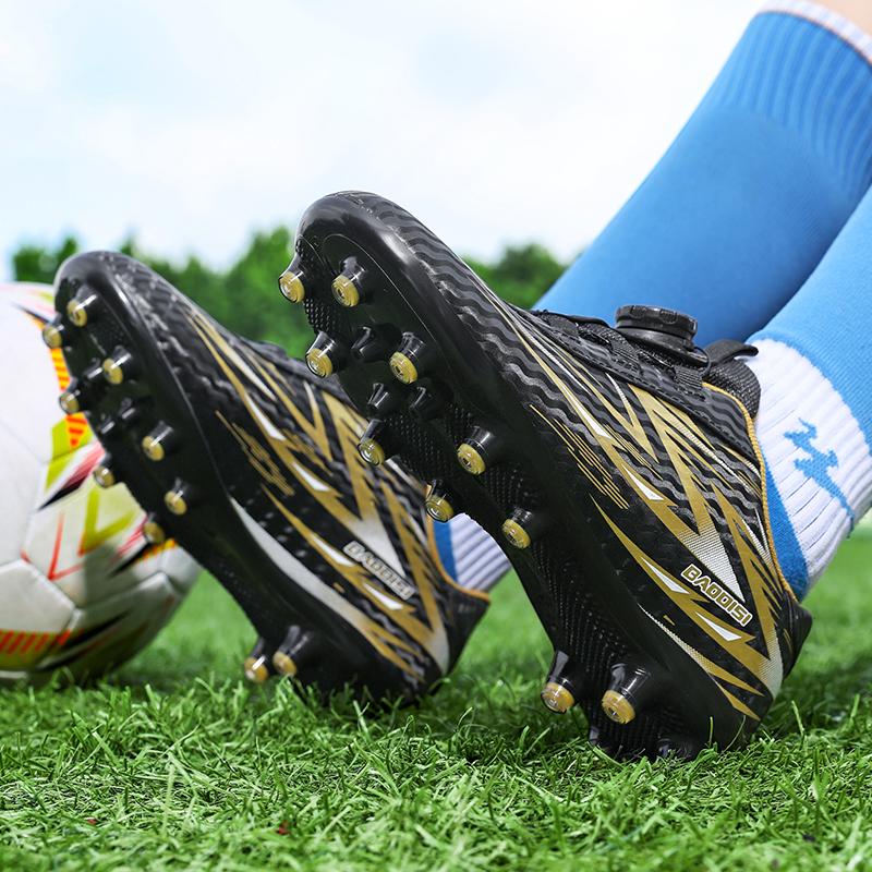 28-39 School Children's Football Shoes with Rotating Buckle and Spikes Soccer Shoes for Boys