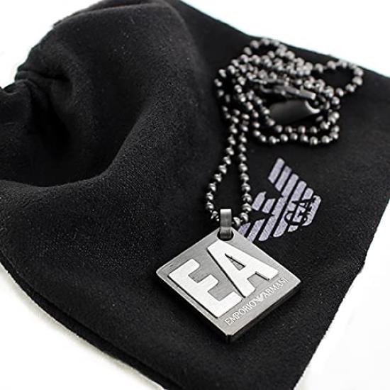 Emporio Armani Black and Gunmetal Necklace Pendant EGS2754060 [Used]