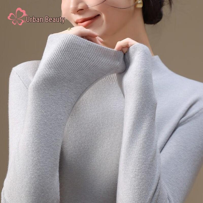 

Trendy Ribbed Semi-Turtleneck Knit Sweater for Women One Size