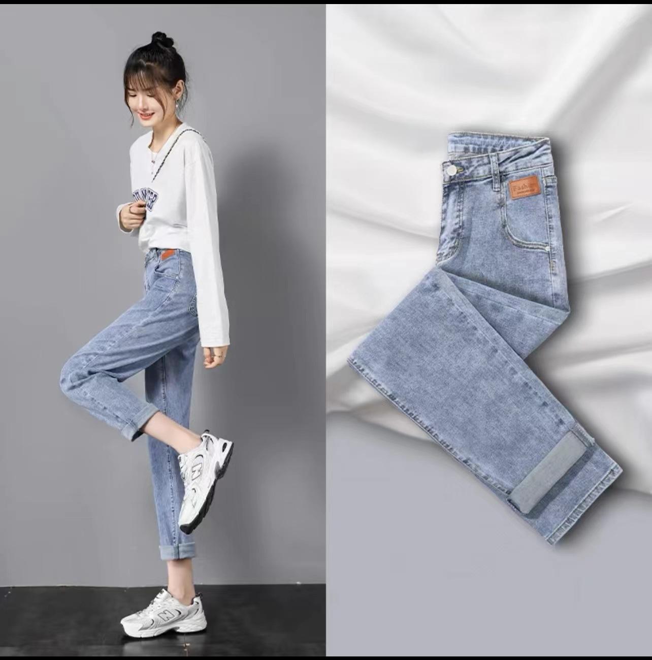 

Жіночі джинси Harlan з високою талією, вільні повсякденні для схуднення 2XL світло-синій колір