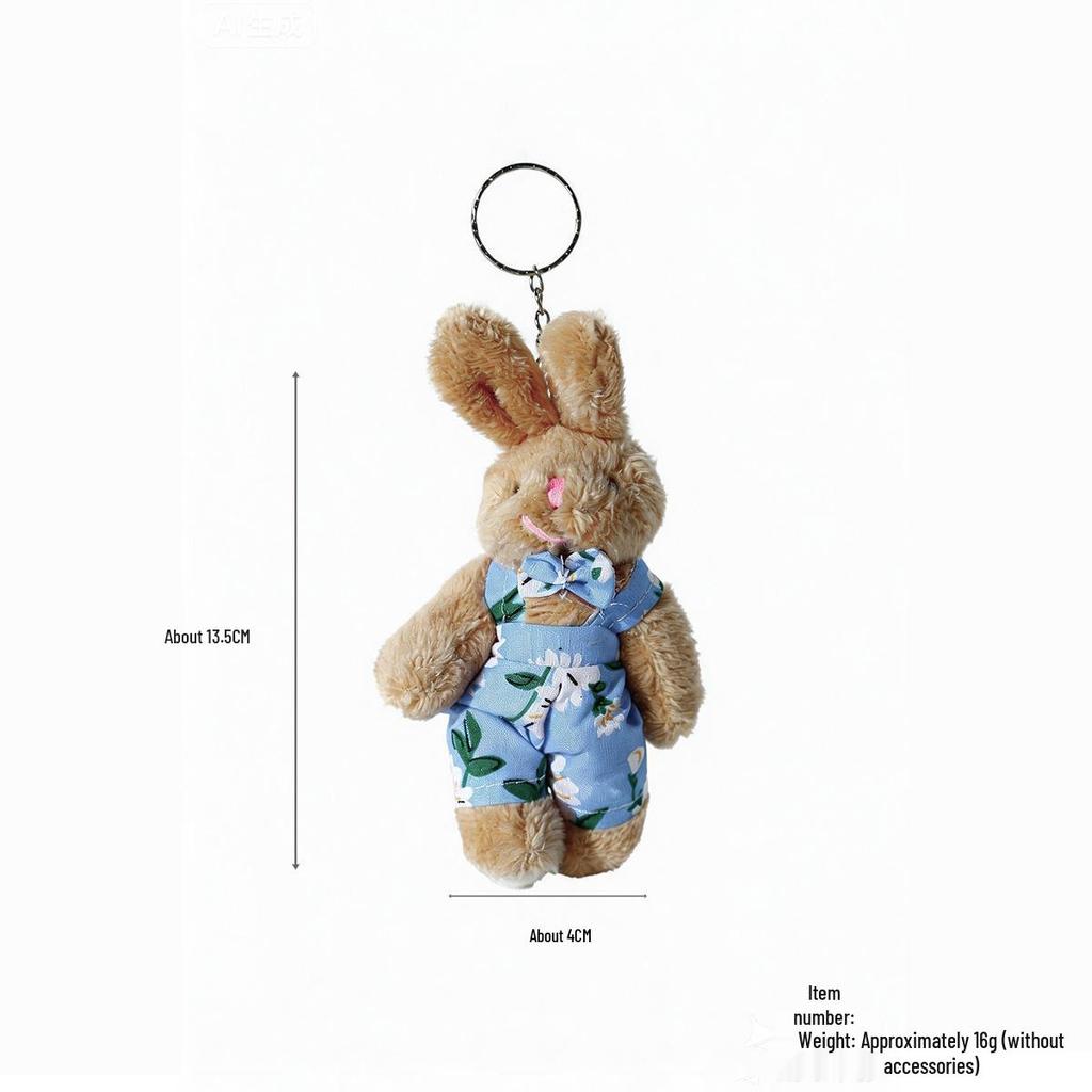 Cartoon Burlap Bear Keychain Pendant - Plush Doll Decoration for Student Bags