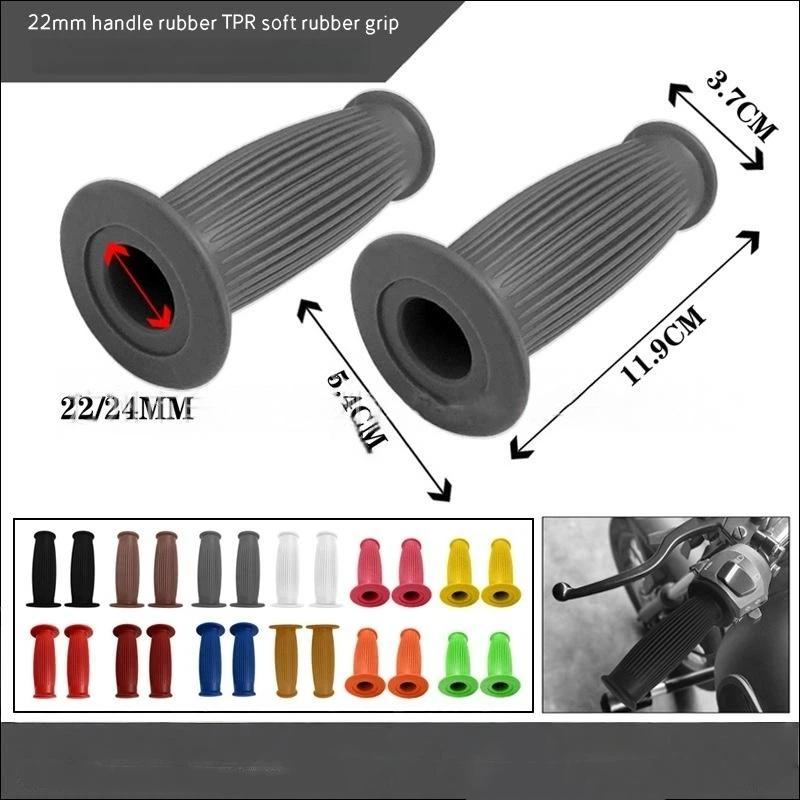 22MM Vintage Rubber Moto Handlebar Grips Anti-Slip Universal Fit for Cafe Racer Old School Bike Mod