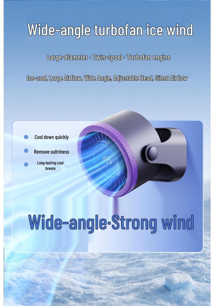 199-Speed Turbo Air Circulator Fan with Digital Display – Wall-Mount and Tabletop Rechargeable Design