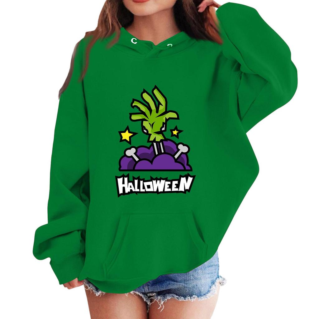 Kids' Halloween Print Hoodie - Casual Loose Fit Pullover Sweatshirt for Boys and Girls