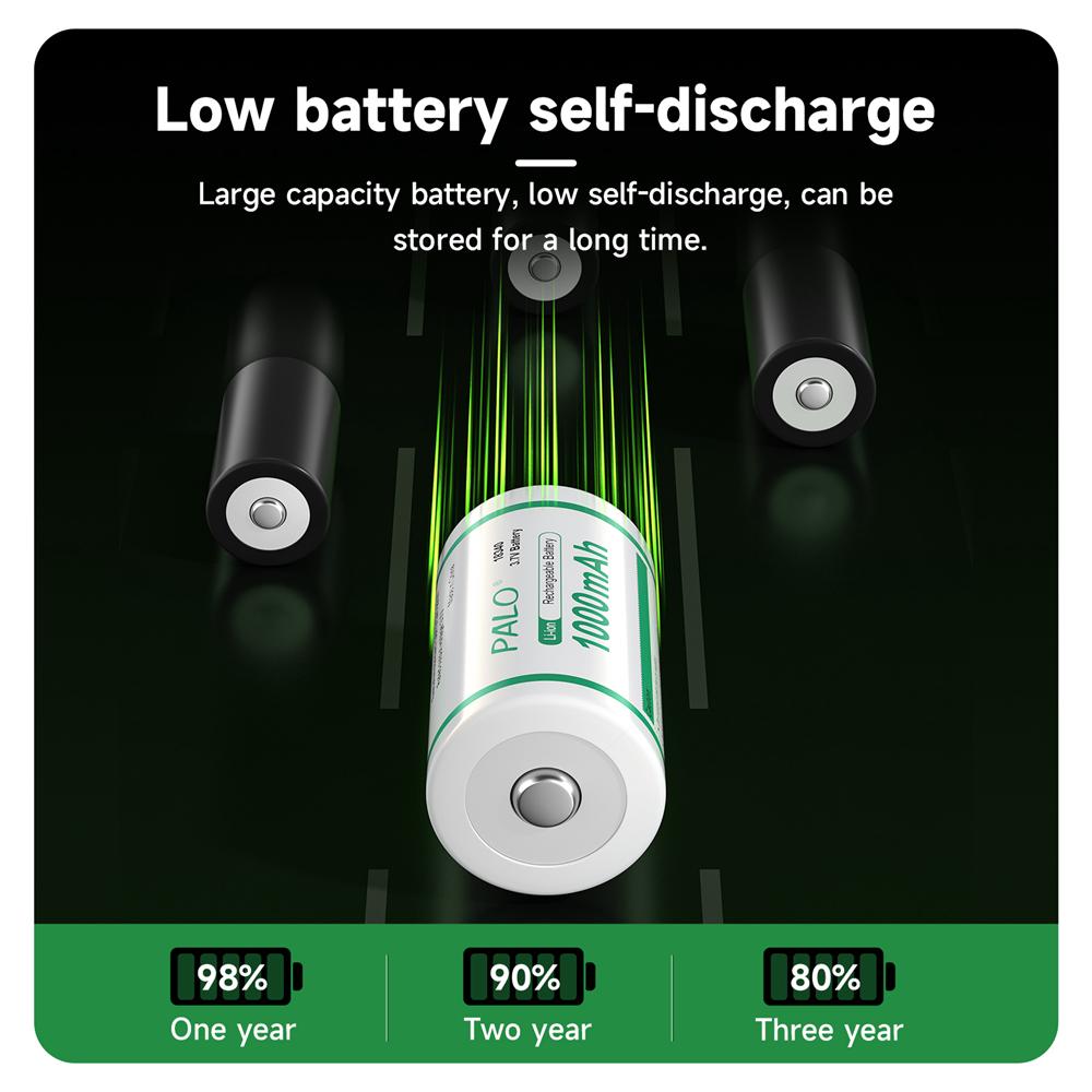 PALO 1000mAh 18350 Lithium Ion Battery 3.7V Rechargeable Li-ion 18350 Cells With Nickel Sheet for Electric Flashlight Toothbrush