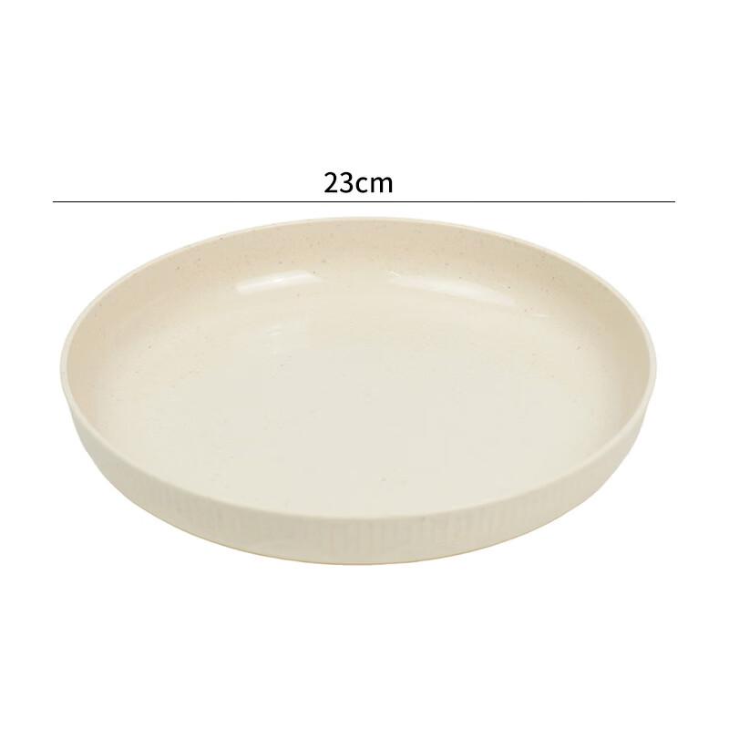ZISIZ Anti-Drop Plastic Round Dinner Plate Set of 3, Beige