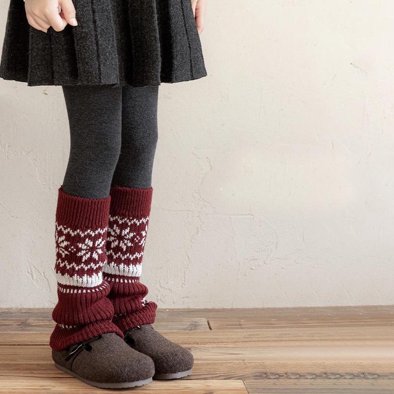 Girls' Festive Red Leg Warmers - Thick & Warm for Autumn/Winter