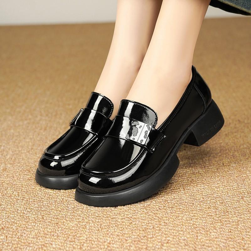 Fashion Retro Platform Heightening Loafers Womens Autumn New British Style Casual Small Leather Shoes Platform Comfortable Casual Shoes