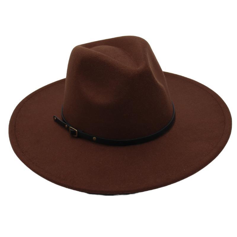 Belt Buckle Top Hat Jazz Hat Men'S And Women'S Felt Hat Woolen Hat Wool Versatile Street Shot