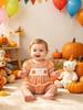 Pumpkin Short Sleeve Bodysuit with Lotus Leaf Collar and Bow
