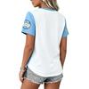 T-shirt décontracté pour femme à col en V et manches courtes avec imprimé USA - Haut léger et respirant pour l'été, idéal pour un usage quotidien