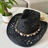 Vintage Sommer Strand Böhmischer Strohhut Muschel Damen Herren Western Cowboy Hüte Holzperlen Hohl Sonnenschutz Urlaubskappe