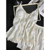 [Lyocell] Women's sleepwear with chest pads, summer sweet and fresh KT kitten camisole shorts, two-piece loungewear