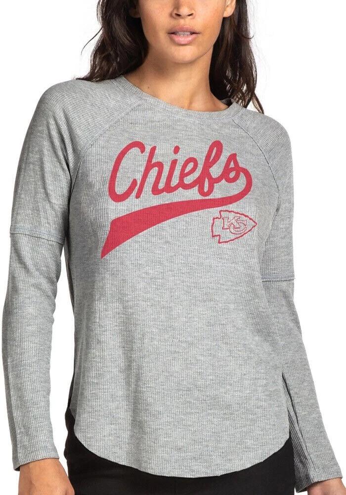 Junk Food Womens NFL Kansas City Chiefs Super Soft Gray Thermal Shirt NWT XS XL