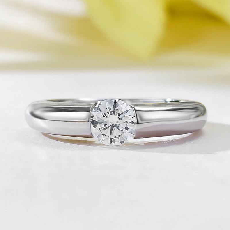 

Longlongjin Серебро 925 пробы 5,0 мм Имитация бриллианта Кольцо-дорожка в европейско-американском стиле Size 9