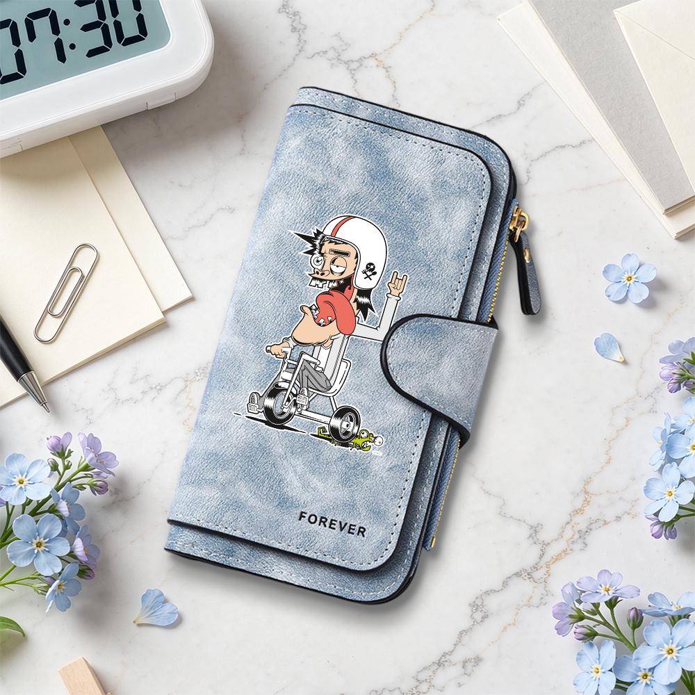 Cool Cartoon Rider Print Long Wallet 