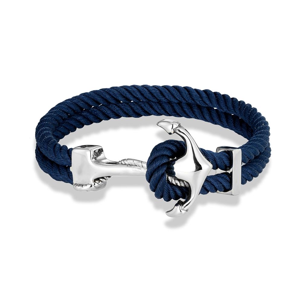 Navy Style Anchor Bracelets Men Women Double Strand Mulitcolor Nautical Surfer Rope Bracelet Stainless Steel Boat Hook