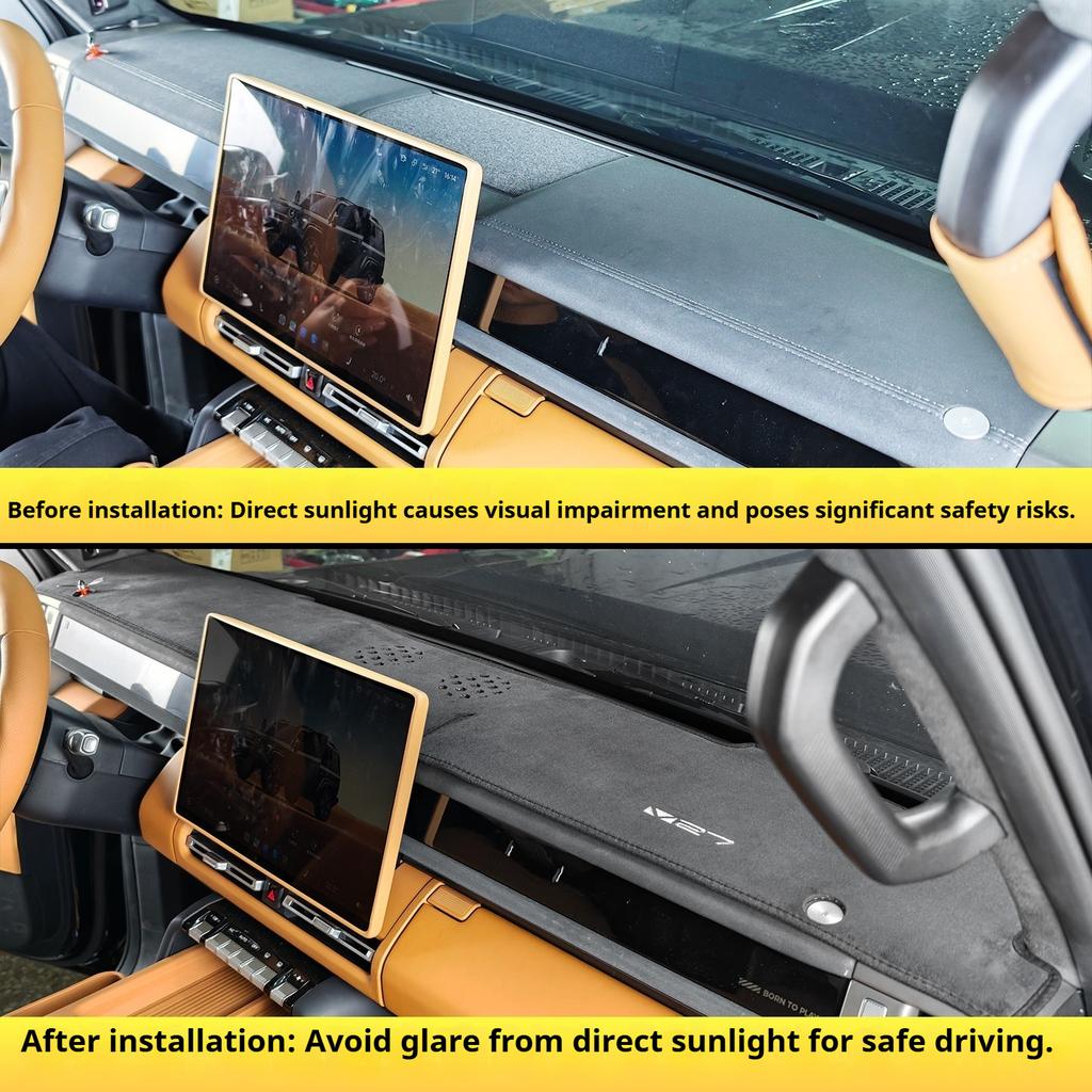 For Chery iCAUR V27 Dedicated Car Central Control Dashboard Light-blocking Pad Flannel Sun Protection Heat Insulation Accessory