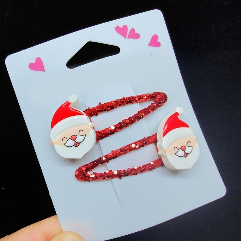 Lovely Christmas Hair Clip Sequined Nonslip Strong Clip Santa/Tree Decors For Christmas Holiday Hair Styling Accessories
