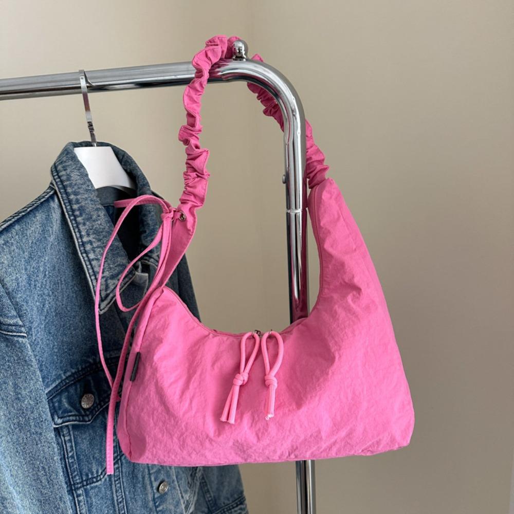 

Универсальная сумка на кулиске Легкая женская сумка через плечо Модная плиссированная сумка-пельмень Дамская розы красного