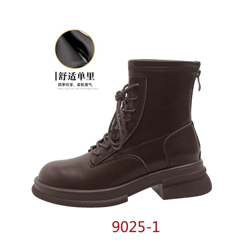 New thick-soled Martin boots with heightened elasticity and thin boots for women's thick-heeled lace-up short boots and velvet women's boots