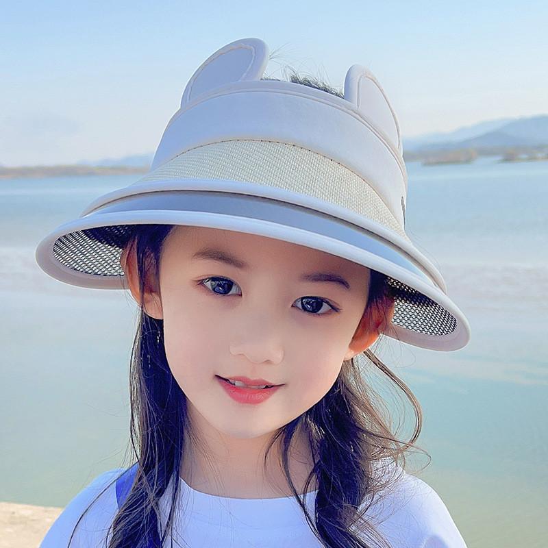 Summer Childrens Sun Hat With Breathable Straw Material And Large Brim For Beach бежевый