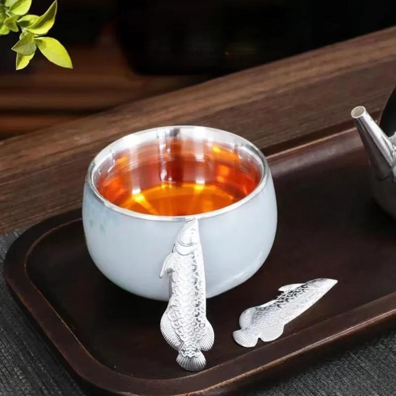 Tea 3pcs Tool Silver Brewing Tea Ceremony Accessories Tea Pets Goldfish Shaped Softened Water Quality