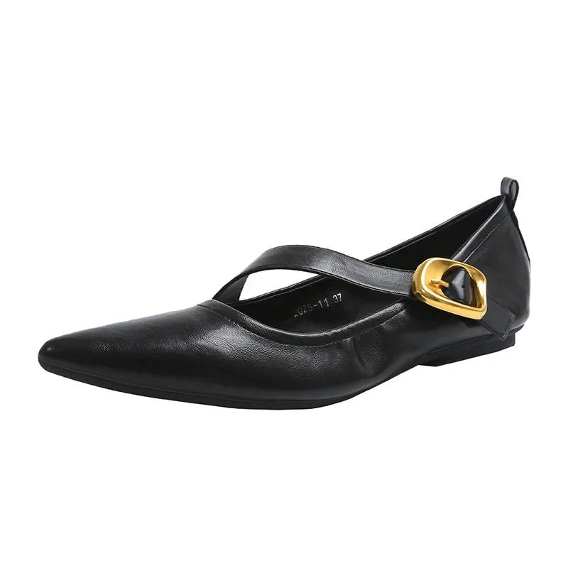 Women's Retro Flat Heel Outdoor Casual Mary Jane Red New Flat Shoes Fashion Shallow Slip on Ladies Pointed Elegant Soft Shoes