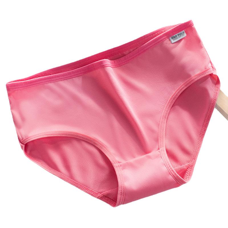 Women's Mid-Waist Milk Silk Panties Soft Breathable Candy Color Minimalist Underwear for Teens