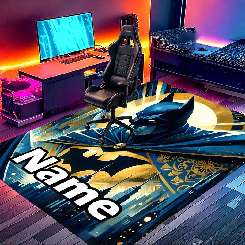Custom Name Personalized Batman Print Carpet, Versatile Home Decor Rug, for Playroom, Apartment, Balcony, Entryway, Hallway Gift